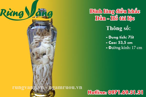 bình đinh lăng điêu khắc dần - hổ 7 lít