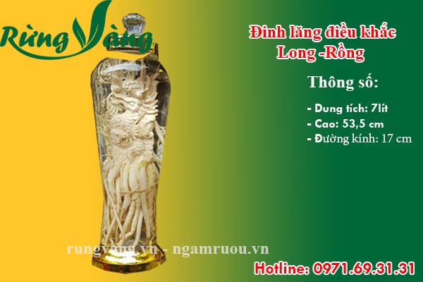 bình đinh lăng điêu khắc Thìn - Long - Rồng 7 lít