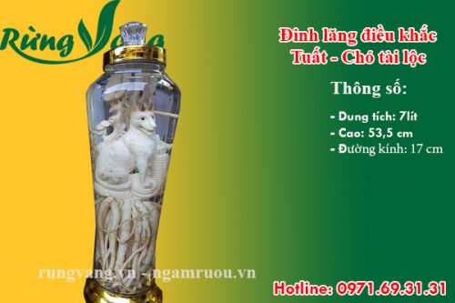 bình đinh lăng điêu khắc Tuất - Chó 7 lít