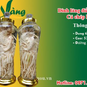 bình đinh lăng điêu khắc cá chép bên hoa sen 7 lít