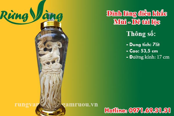 bình đinh lăng điêu khắc Mùi - Dê 7 lít