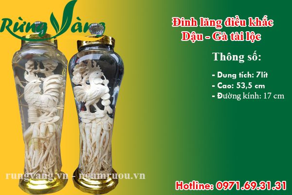 bình đinh lăng điêu khắc Dậu - Gà 7 lít