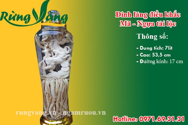 bình đinh lăng điêu khắc Ngọ - Ngựa 7 lít