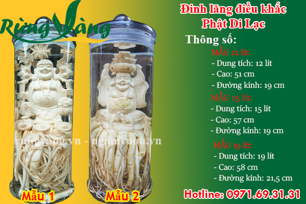 Đinh lăng điêu khắc di lạc bình trị 12 lít, 15 lít, 19 lít
