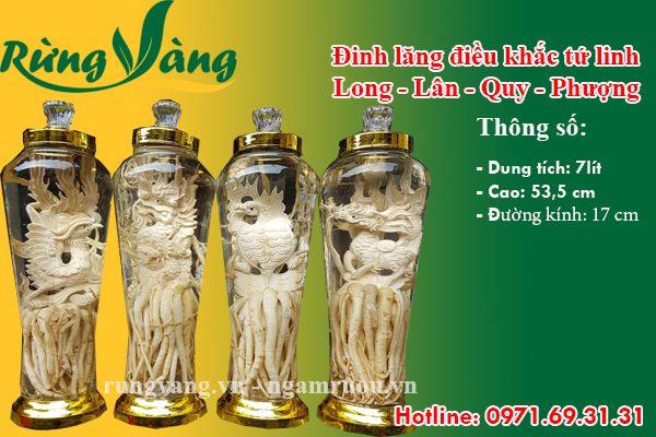 Bình đinh lăng điêu khắc tứ linh 7 lít